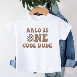 One Cool Dude First Birthday T-shirt – Personalised Personalised “One Cool Dude” first birthday t-shirt for boys