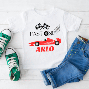 Race car themed toddler shirt for one year old