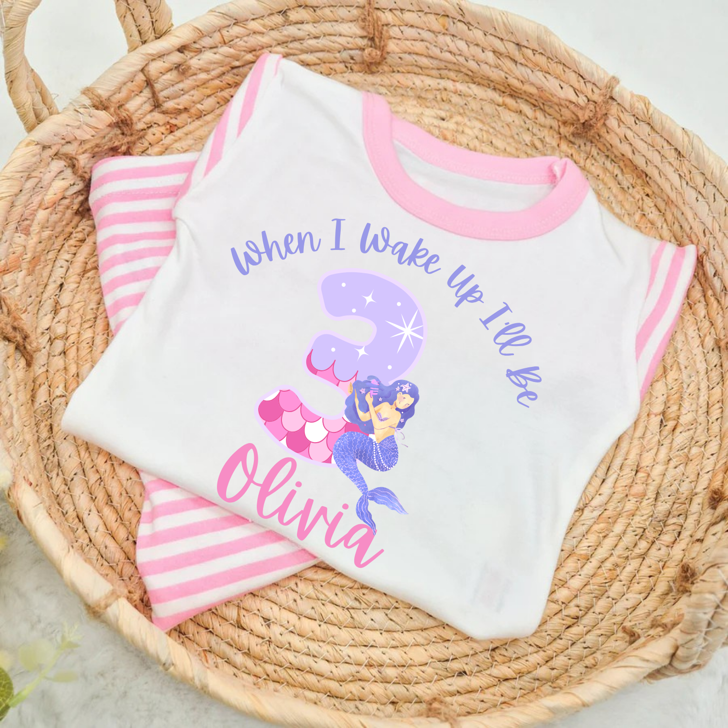 “When I Wake Up I’ll Be…” Mermaid PJs Mermaid themed birthday sleepwear for toddlers and children