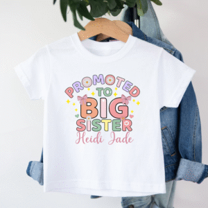 Custom Big Sister Shirt – Personalised Name Tee Personalised Promoted to Big Sister t-shirt with custom name