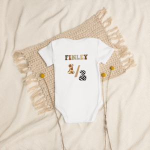 Custom Half Birthday Baby Grow Baby bodysuit with wild animal print and custom age