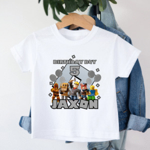 Custom Roblox t-shirt with boy’s name and age