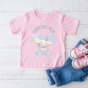 Personalised Cinnamoroll birthday t-shirt with name and age