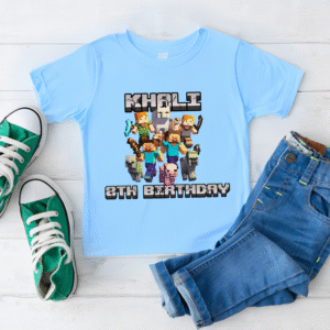 Minecraft birthday shirt for boys or girls with custom details