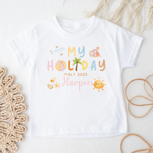 Custom destination shirt for toddlers and kids – My Holiday theme