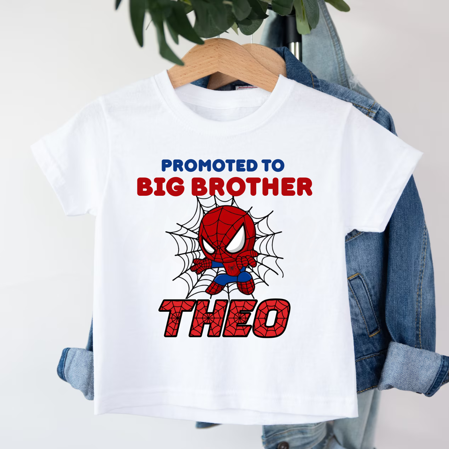 Superhero Big Brother T-Shirt "Custom toddler shirt featuring Spiderman and promoted to big brother text"