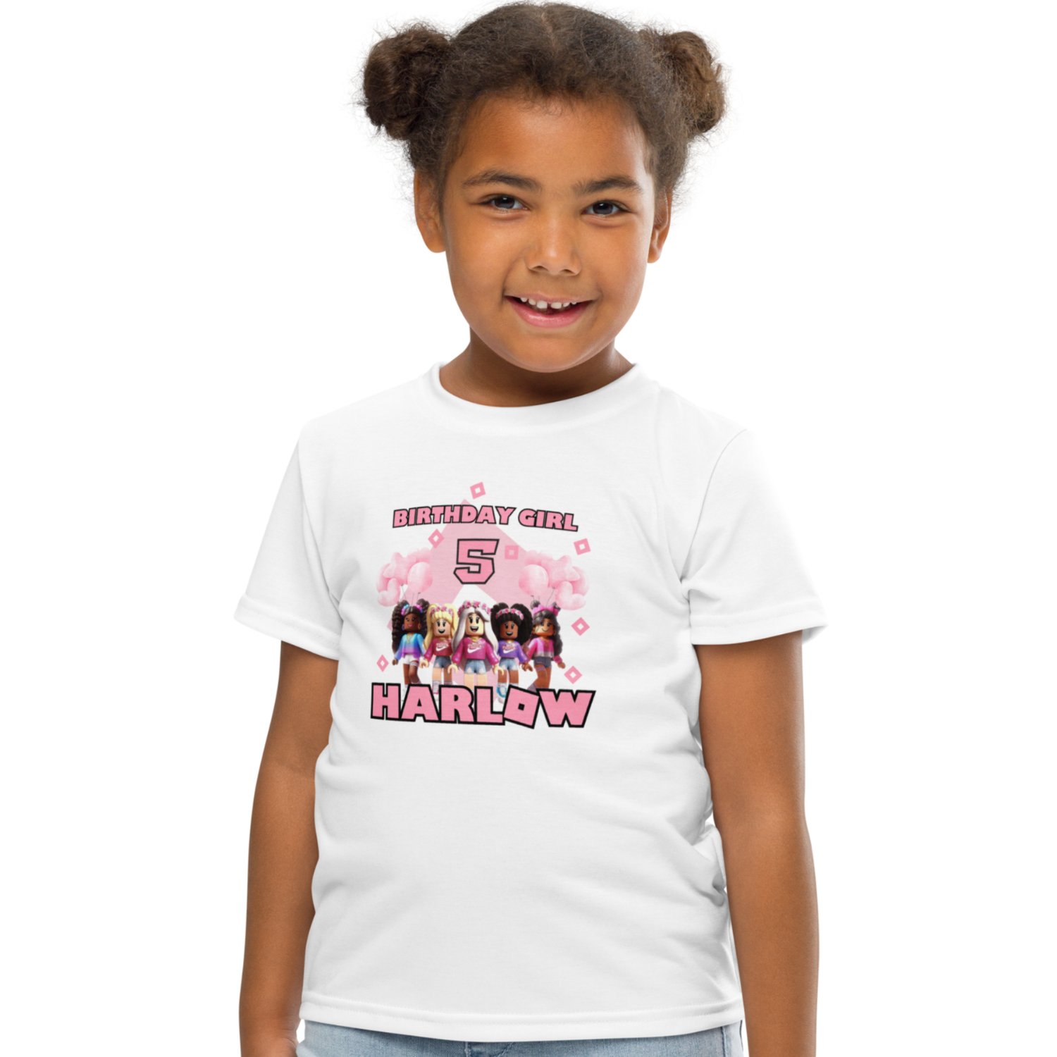 Personalised Pink Roblox Birthday Outfit Gamer girl birthday shirt with Roblox design