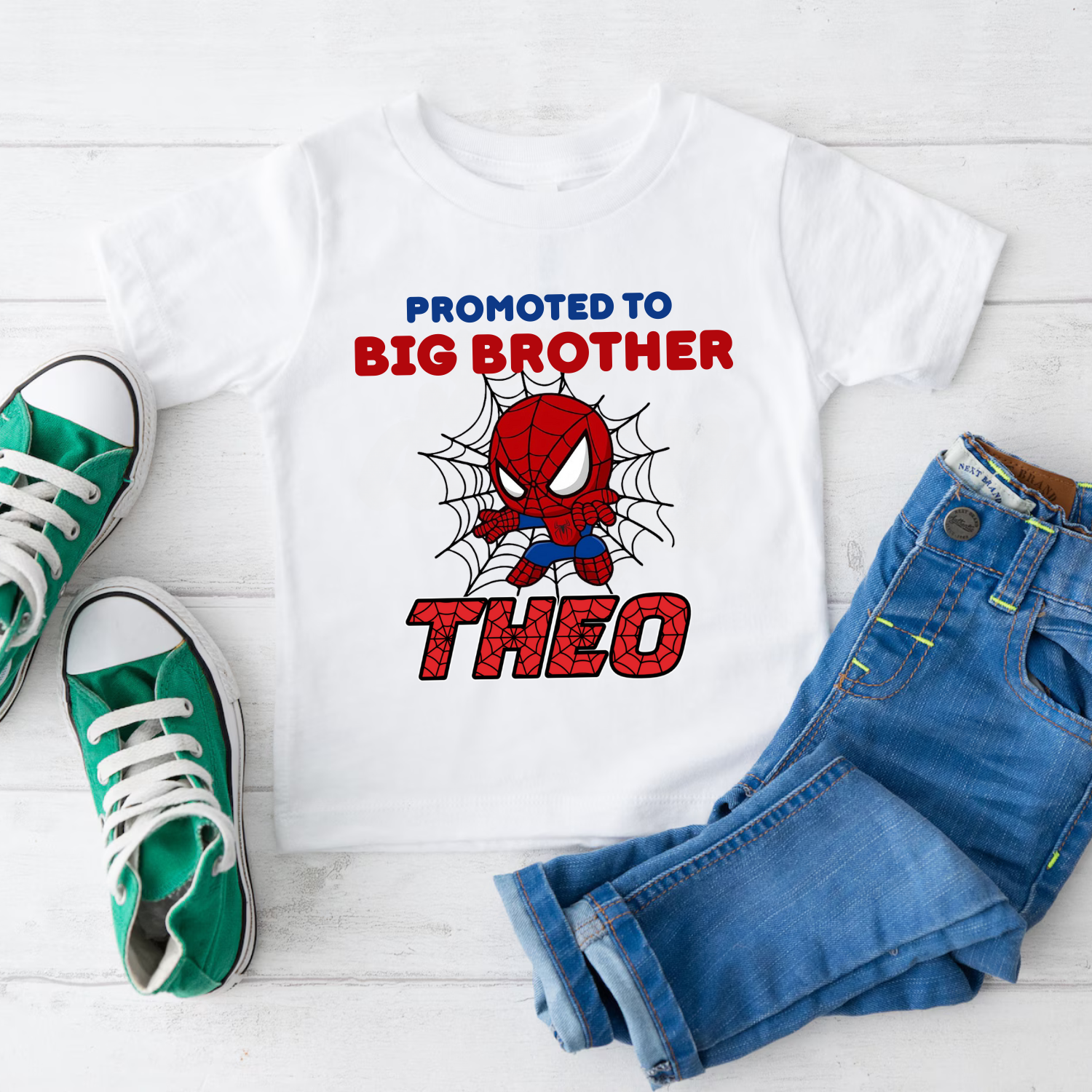 Superhero Sibling Reveal Shirt - Spiderman Theme Cute Spiderman web design t-shirt announcing big brother
