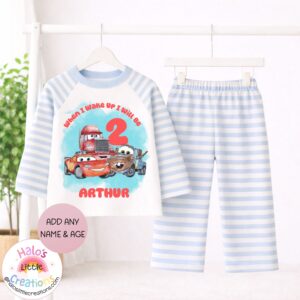 personalised cars birthday pyjamas