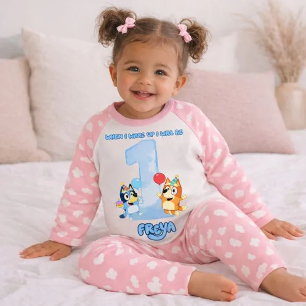 personalised birthday bluey pyjamas