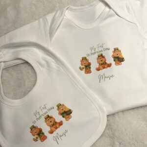 my first st patrick’s day baby outfit | personalised teddy bear design