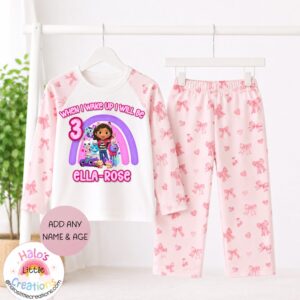 personalised gabby’s dollhouse birthday pyjamas