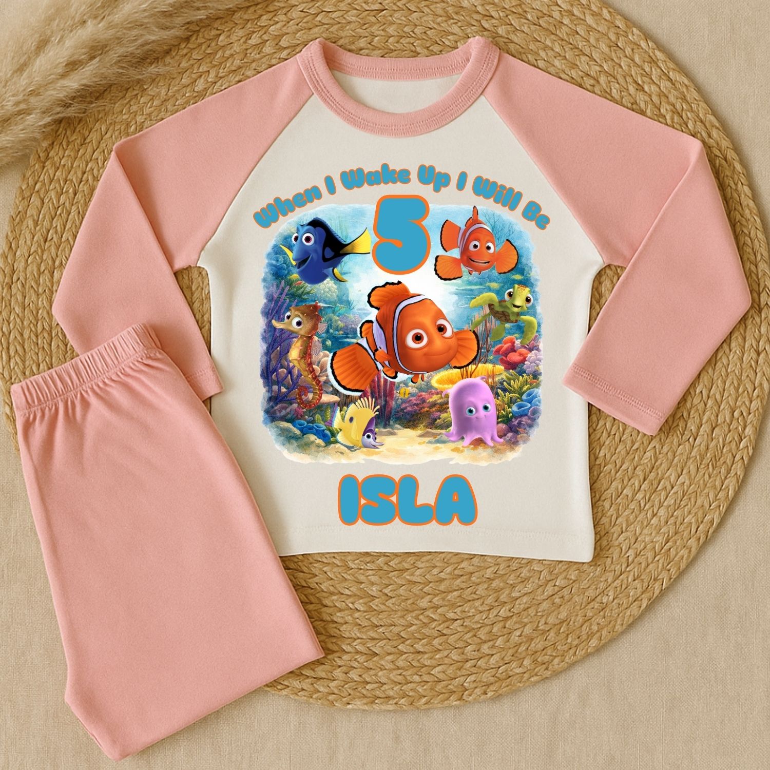 Nemo Inspired Under the Sea Birthday Pyjamas Personalised nemo inspired under the sea birthday pyjamas with name and age