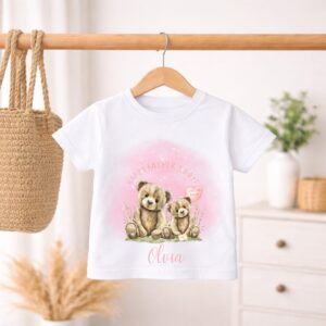 Personalised Father’s Day boys t-shirt blue teddy bears design styled with jeans and trainers