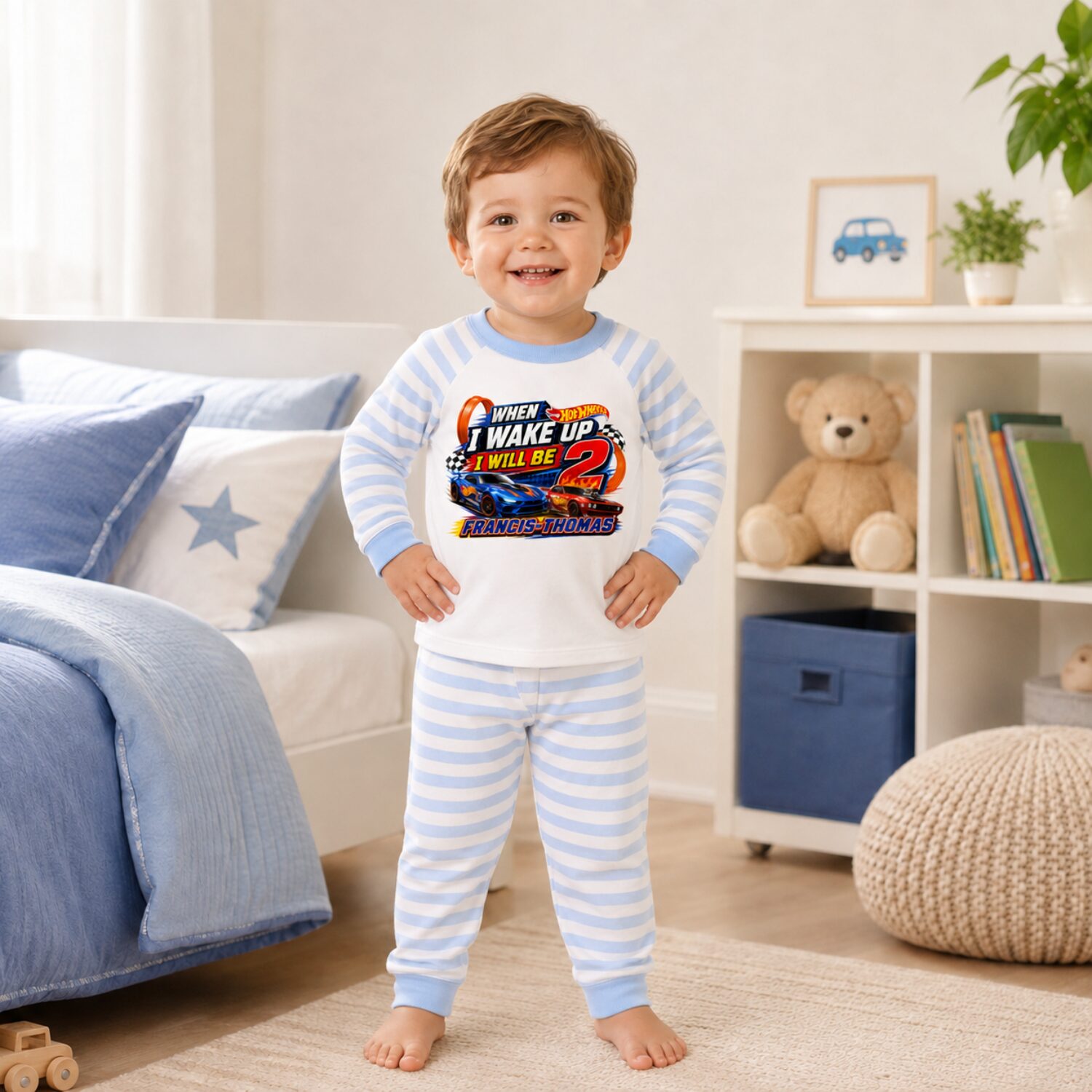 personalised hot wheels birthday pyjamas boy