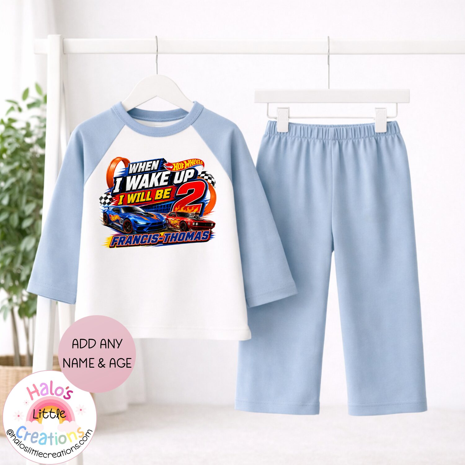 personalised hot wheels birthday pyjamas plain