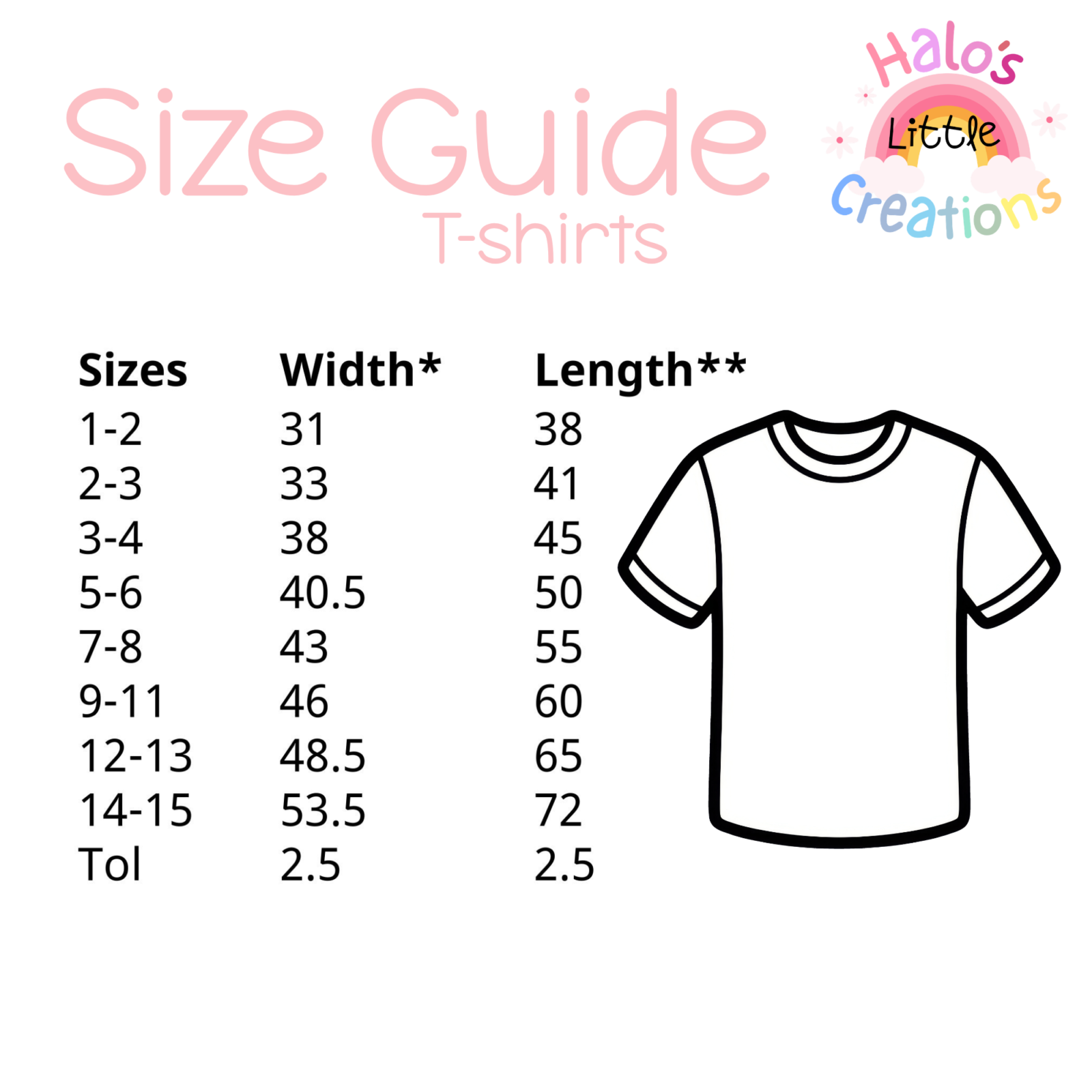 tshirt size guide